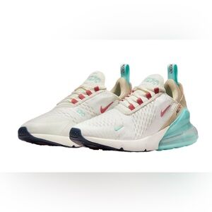 Nike Air Max 270 Beige with Red and Teal Accents